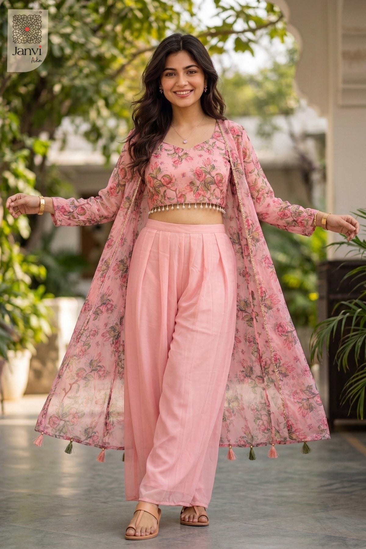 Coral Flora Sharara Set
