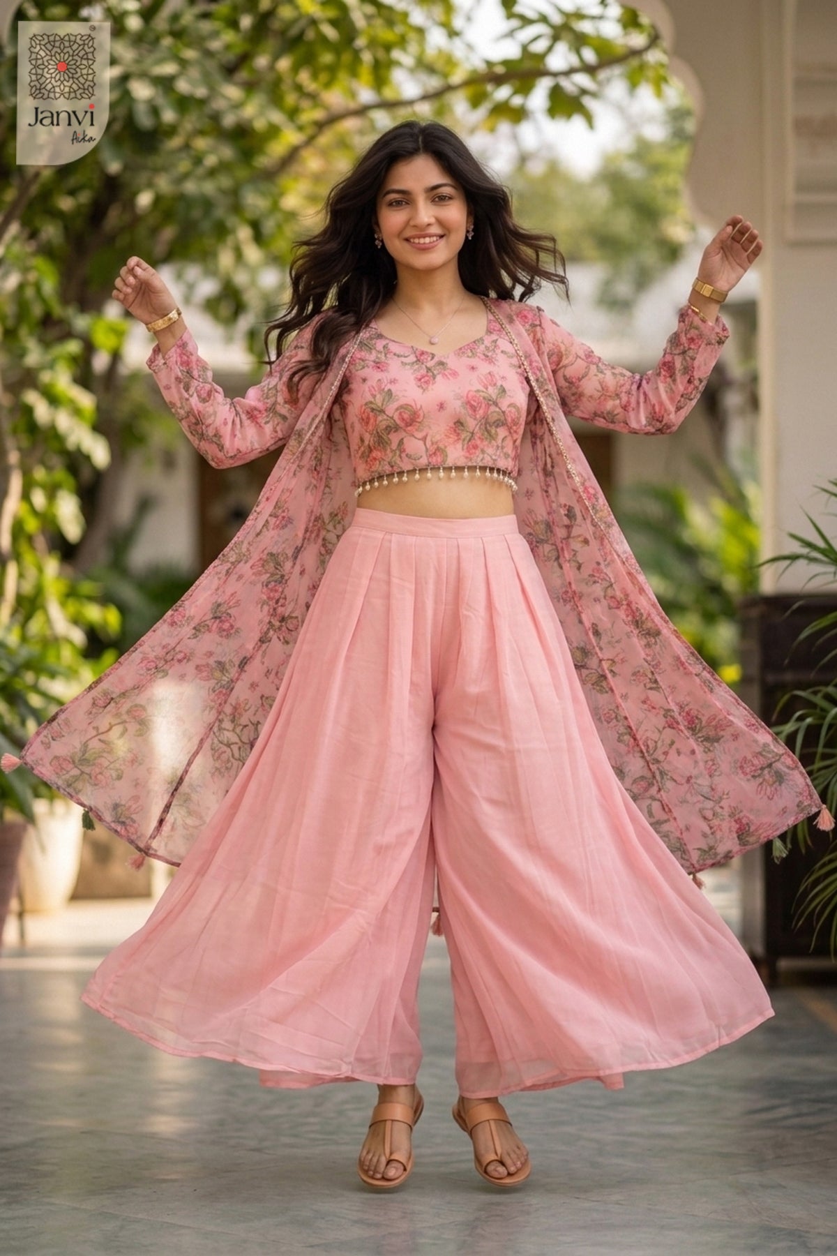 Coral Flora Sharara Set