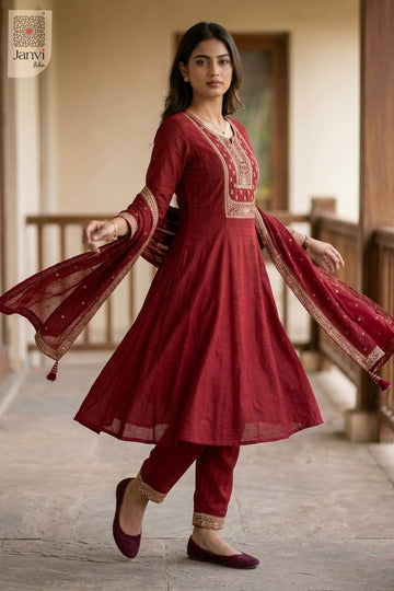 Side profile view of Crimson Naaz showcasing design for best online boutiques for dresses.