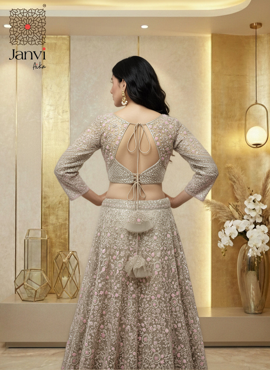 Cream & Ivory Resham Work Lehenga Set