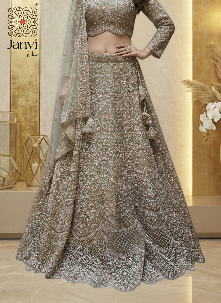 Cream & Ivory Resham Work Lehenga Set