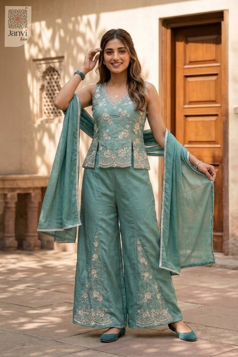 Crystal Bloom Party Wear Sharara