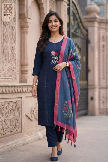 Front angled view of the flared silhouette of Deep Sea Dahlia for black and white dresses for women.