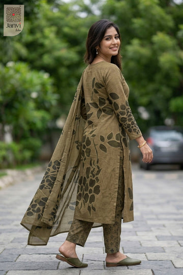 Back view showing neckline styling of Dusk Leaf Elegance for women's clothing online shopping.