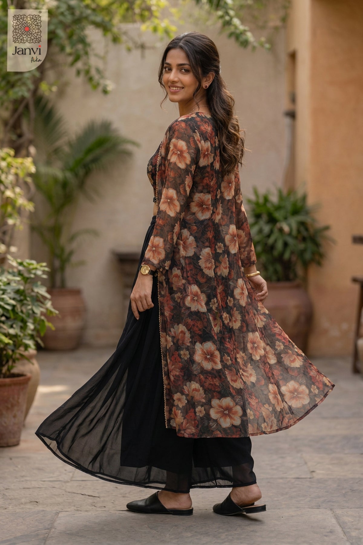 Ebony Flame Sharara Set
