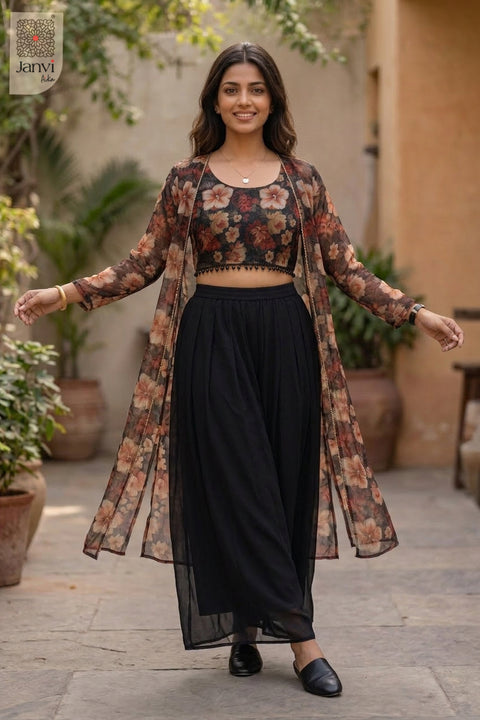 Ebony Flame Sharara Set