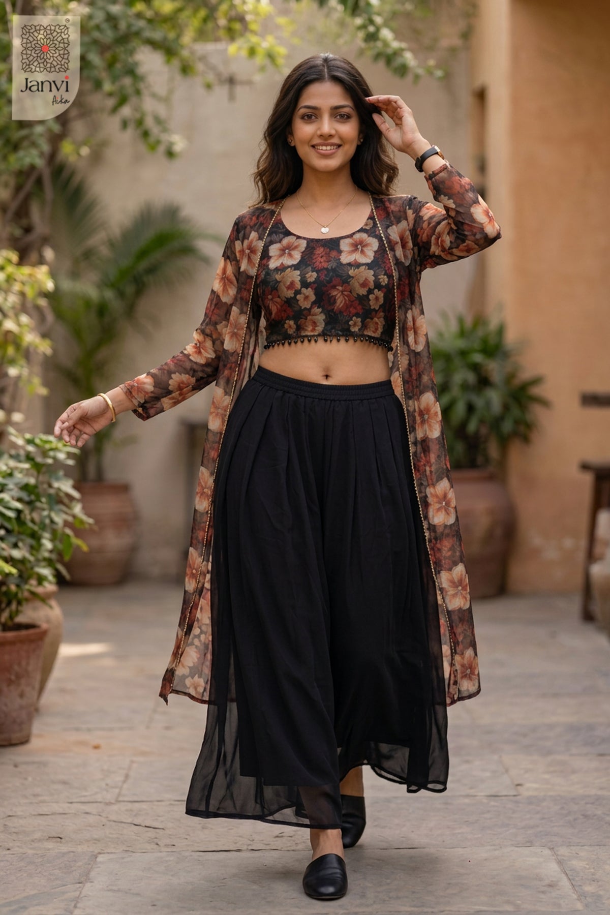 Ebony Flame Sharara Set