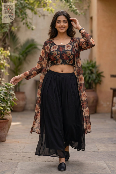 Ebony Flame Sharara Set