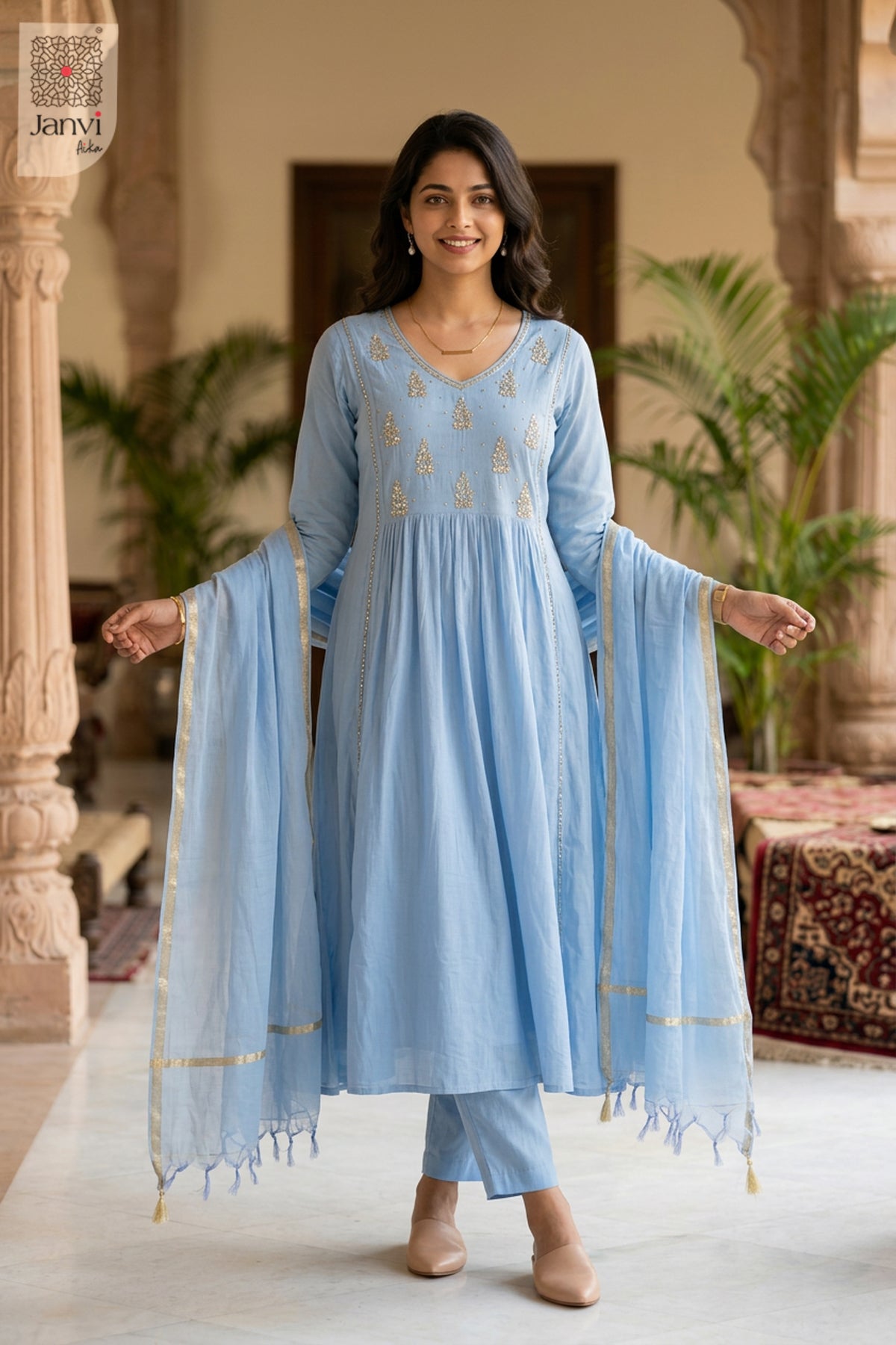 Ethereal Blue Anarkali Dress