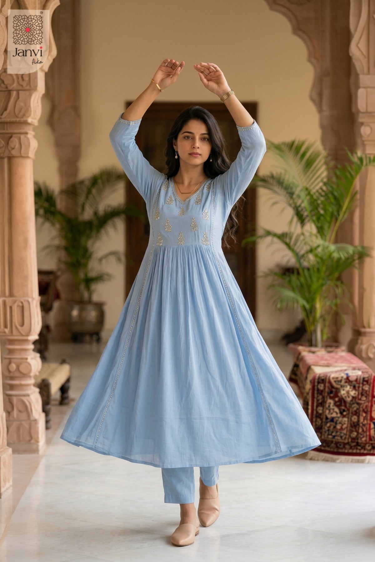 Ethereal Blue Anarkali Dress