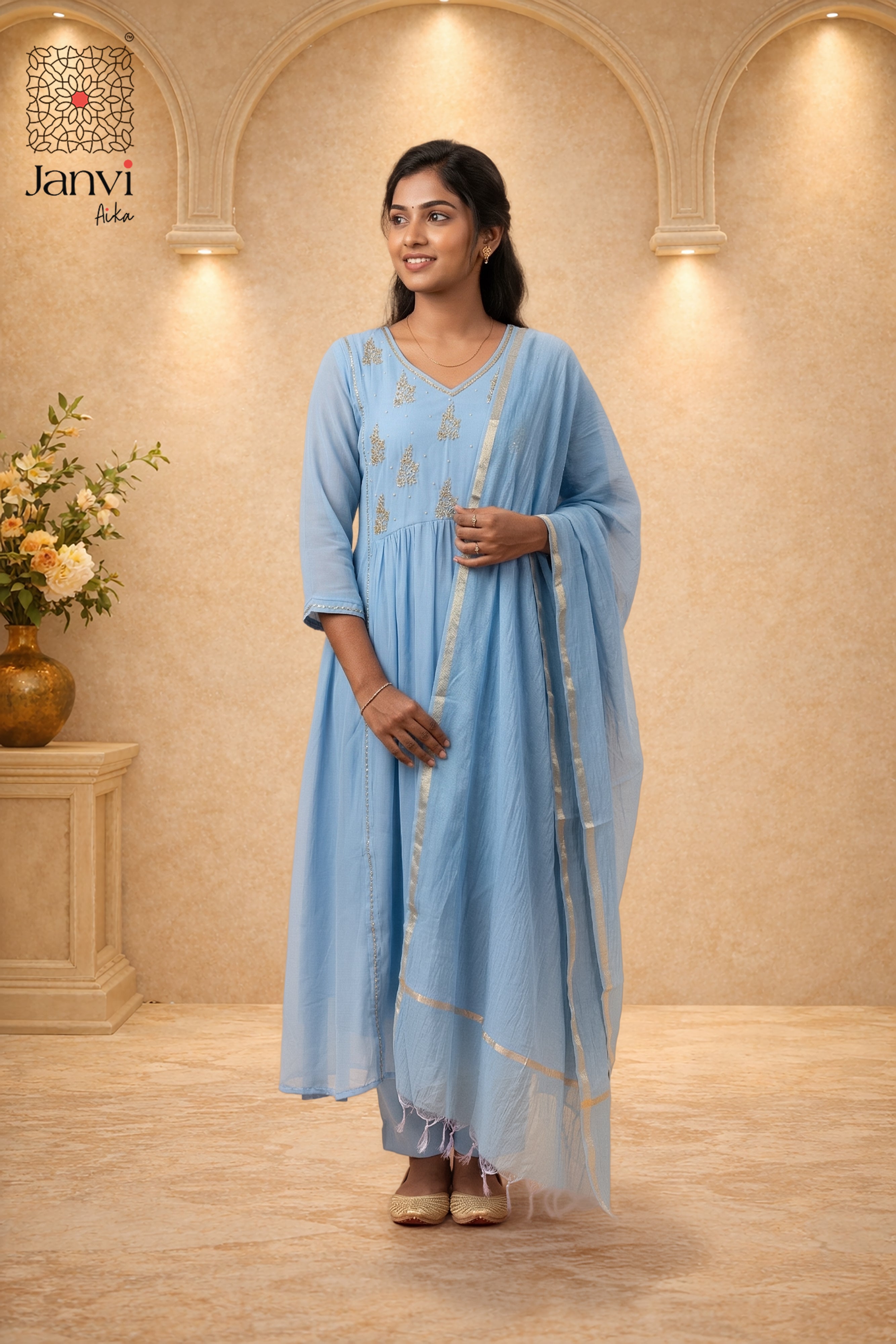 Ethereal Blue Anarkali Dress