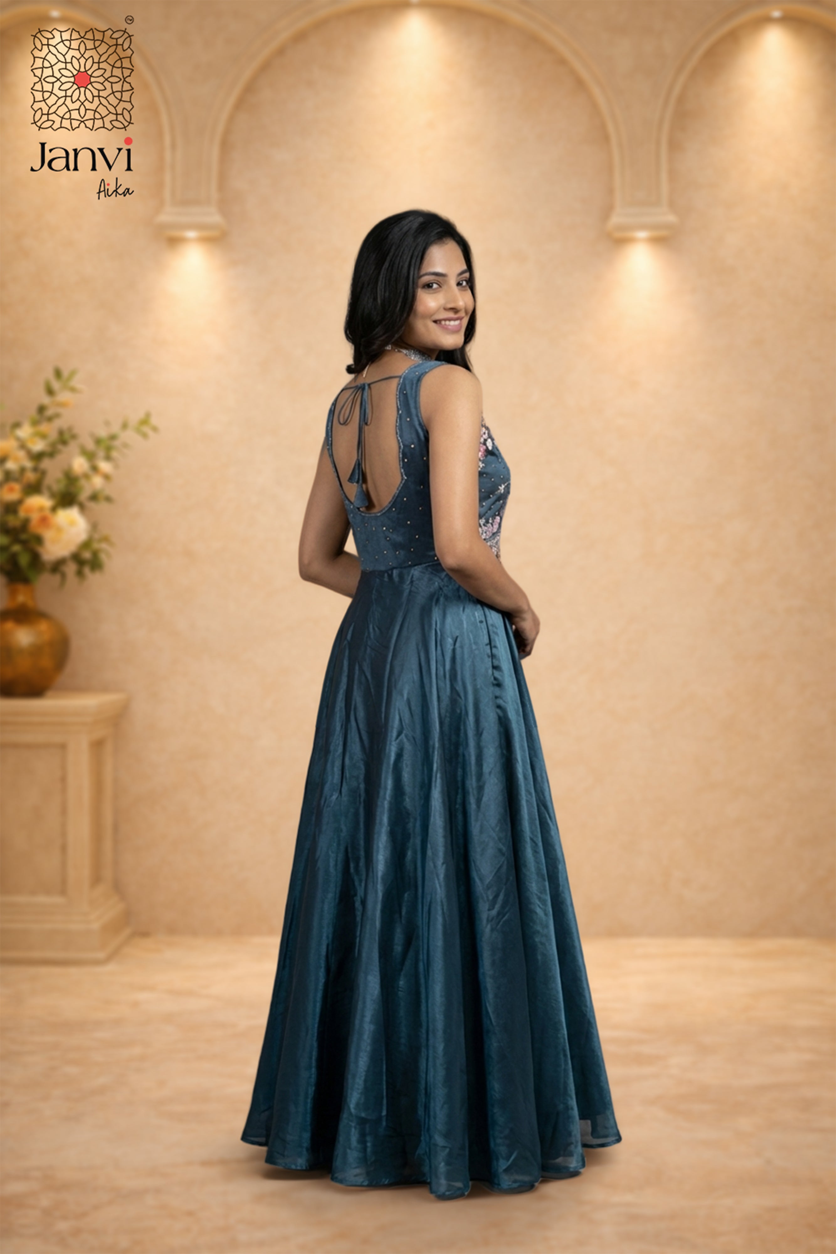 Elara Floral Mist Anarkali Dress