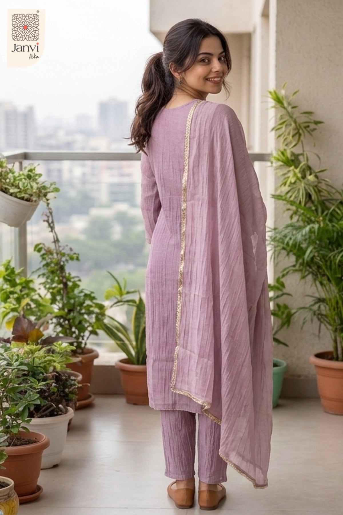 Emerald Pearl Royale Chudidhar– Dusty Mauve