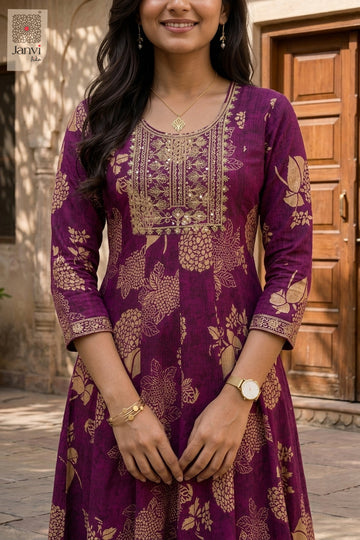 Close-up of bodice and embroidery of Grape Leaf Glam for women's black dresses with sleeves.
