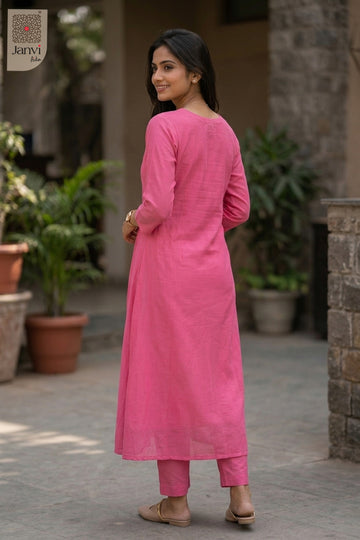 Back view showing neckline styling of Gulastra for silk traditional dress for women.