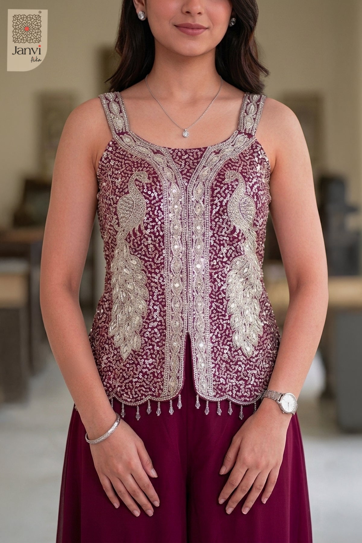 Garnet Glow Sharara Set