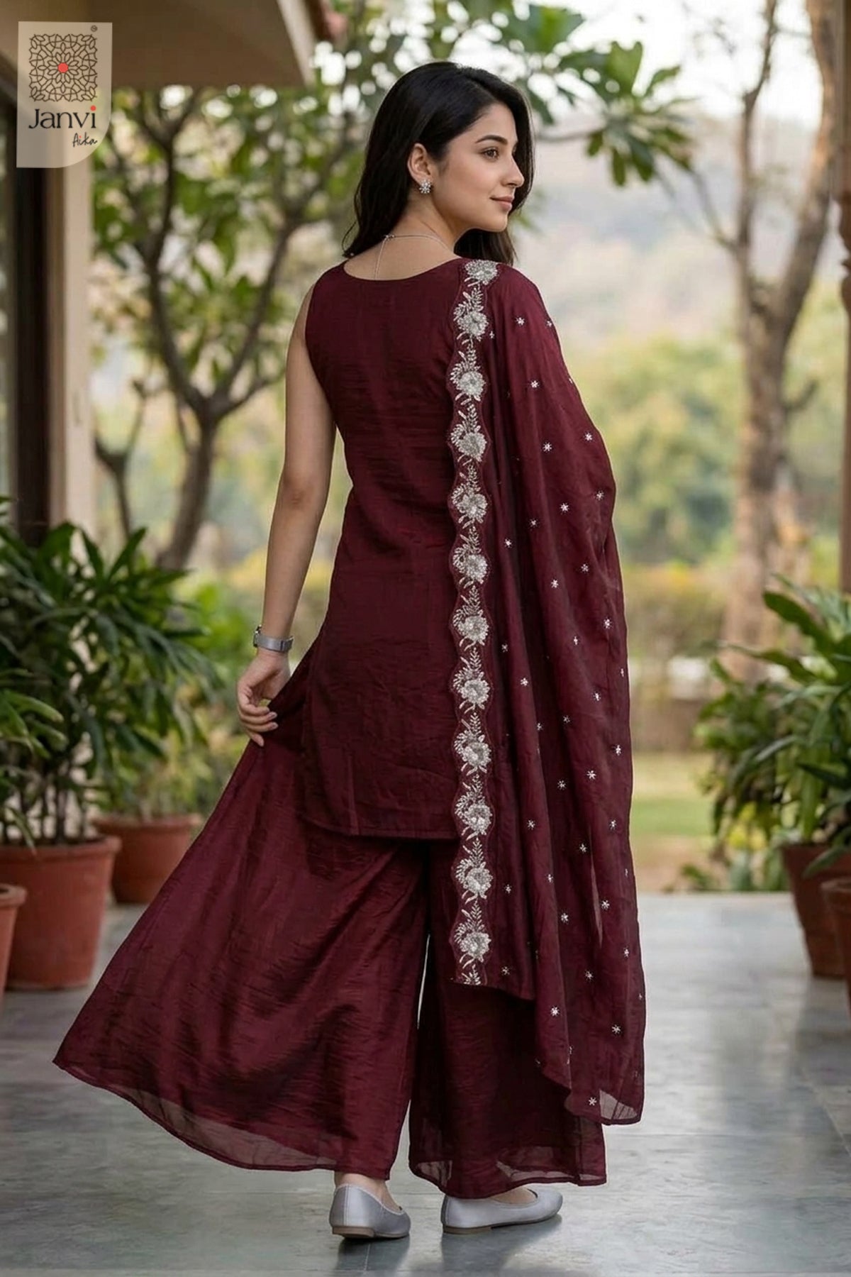 Garnet Garden Sharara Set