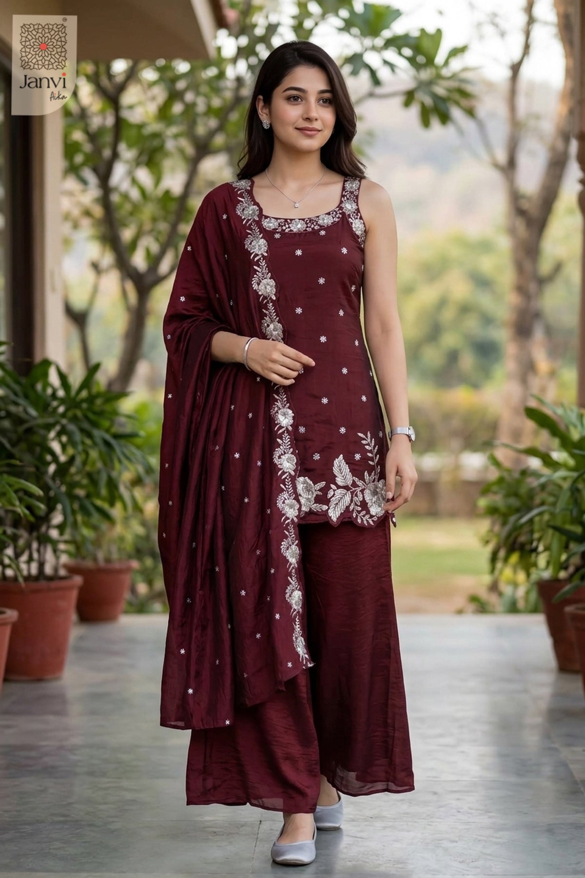 Garnet Garden Sharara Set