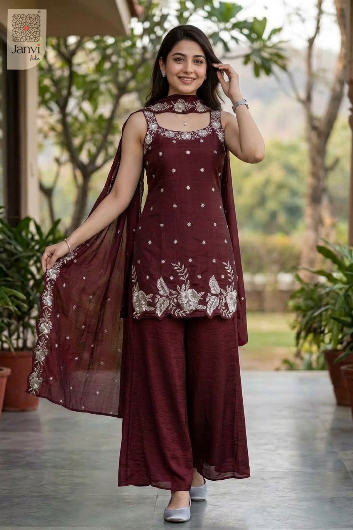 Garnet Garden Sharara Set