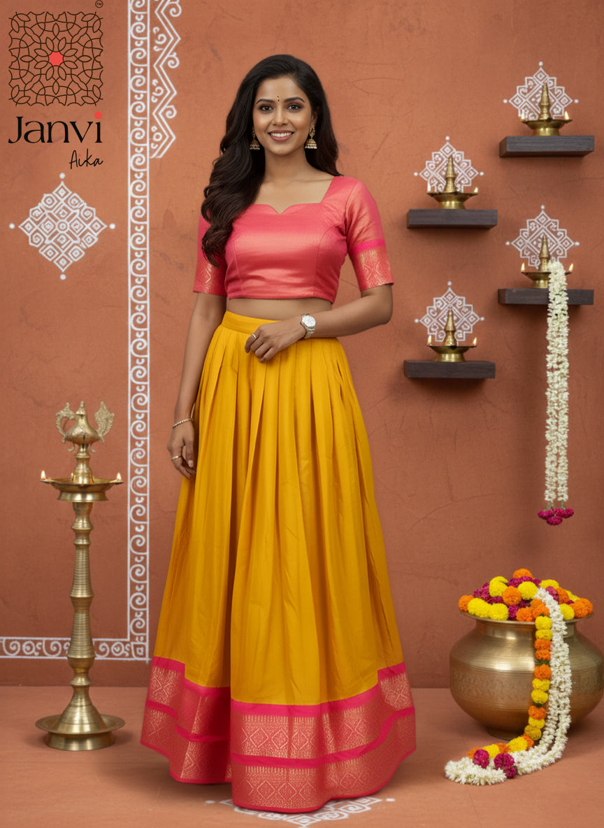 Golden Bloom Half Saree Lehenga Set