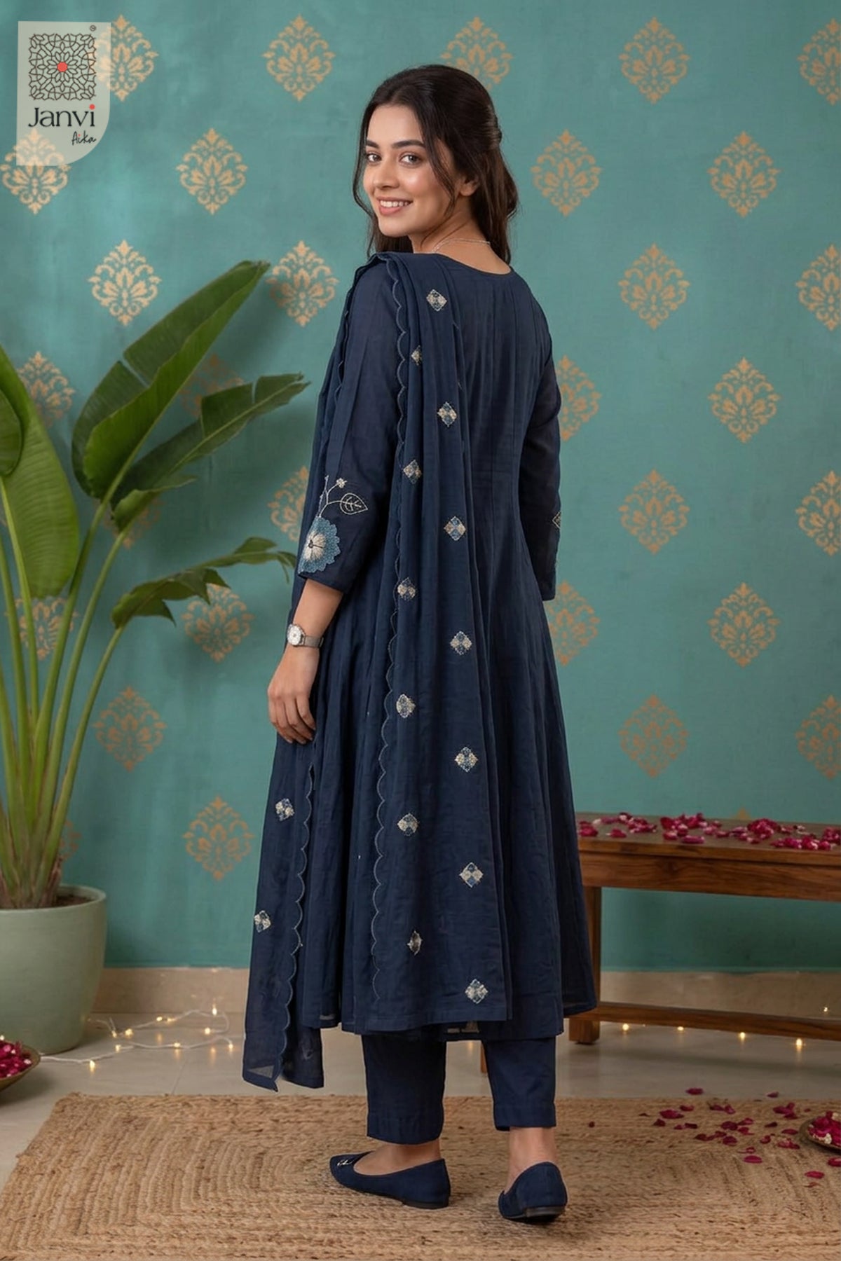 Indigo Bloomtrail Placket Round Neck