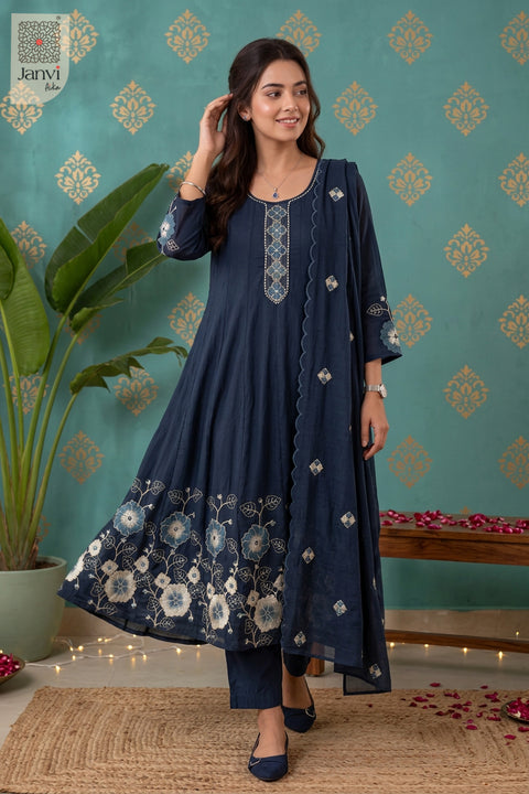 Indigo Bloomtrail Placket Round Neck