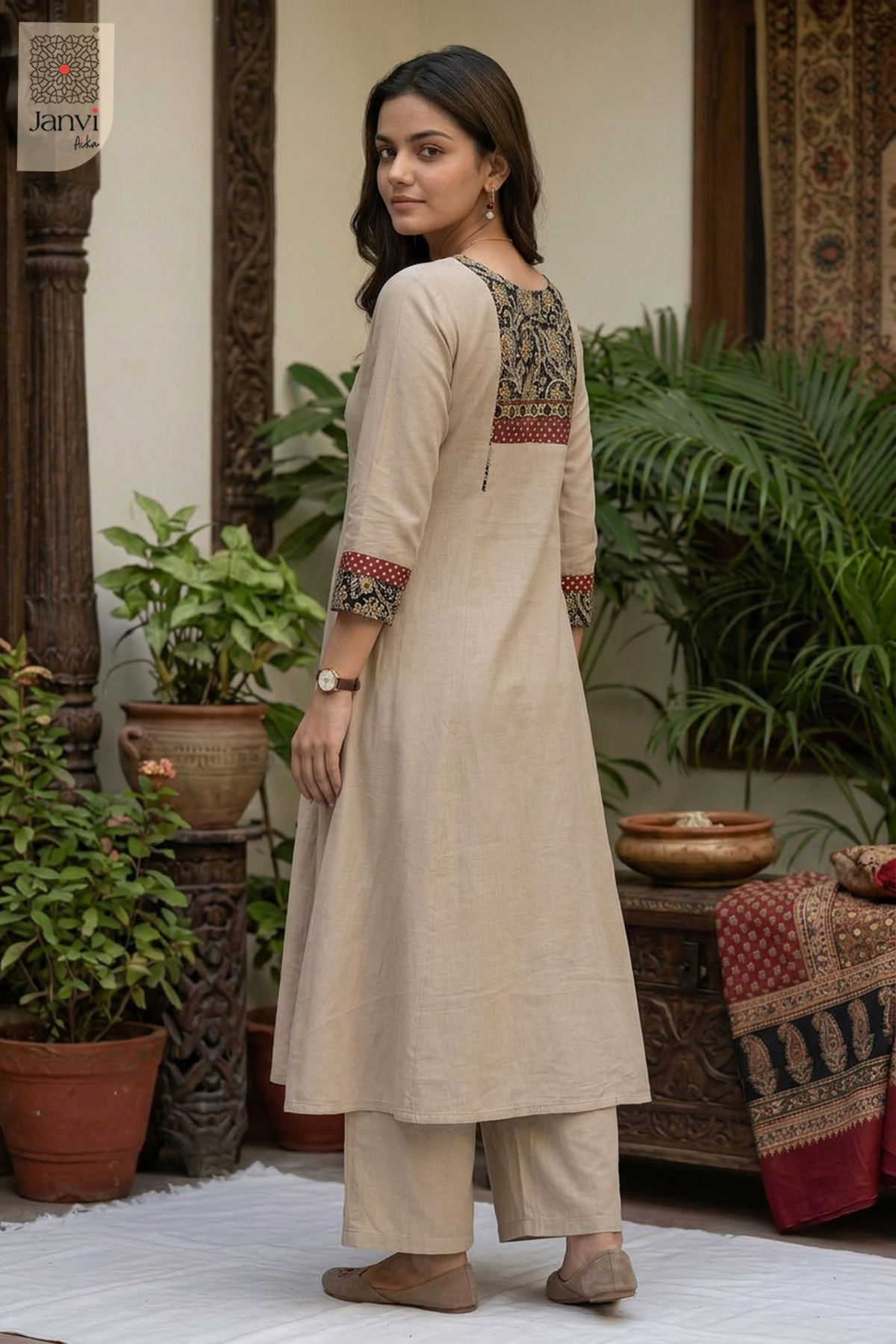 Kashmira Paisley Mirror Yoke V Neck Anarkali