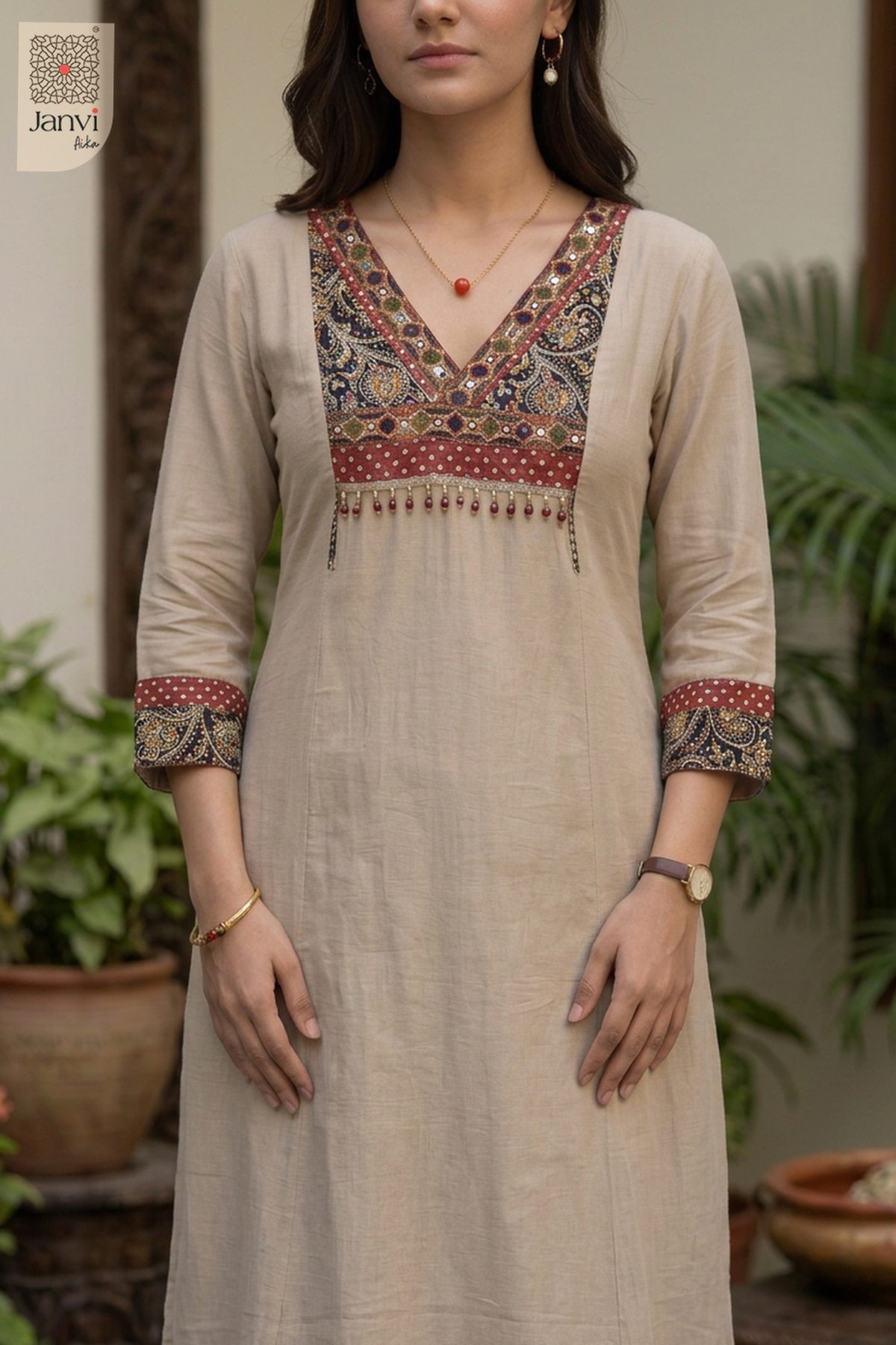 Kashmira Paisley Mirror Yoke V Neck Anarkali