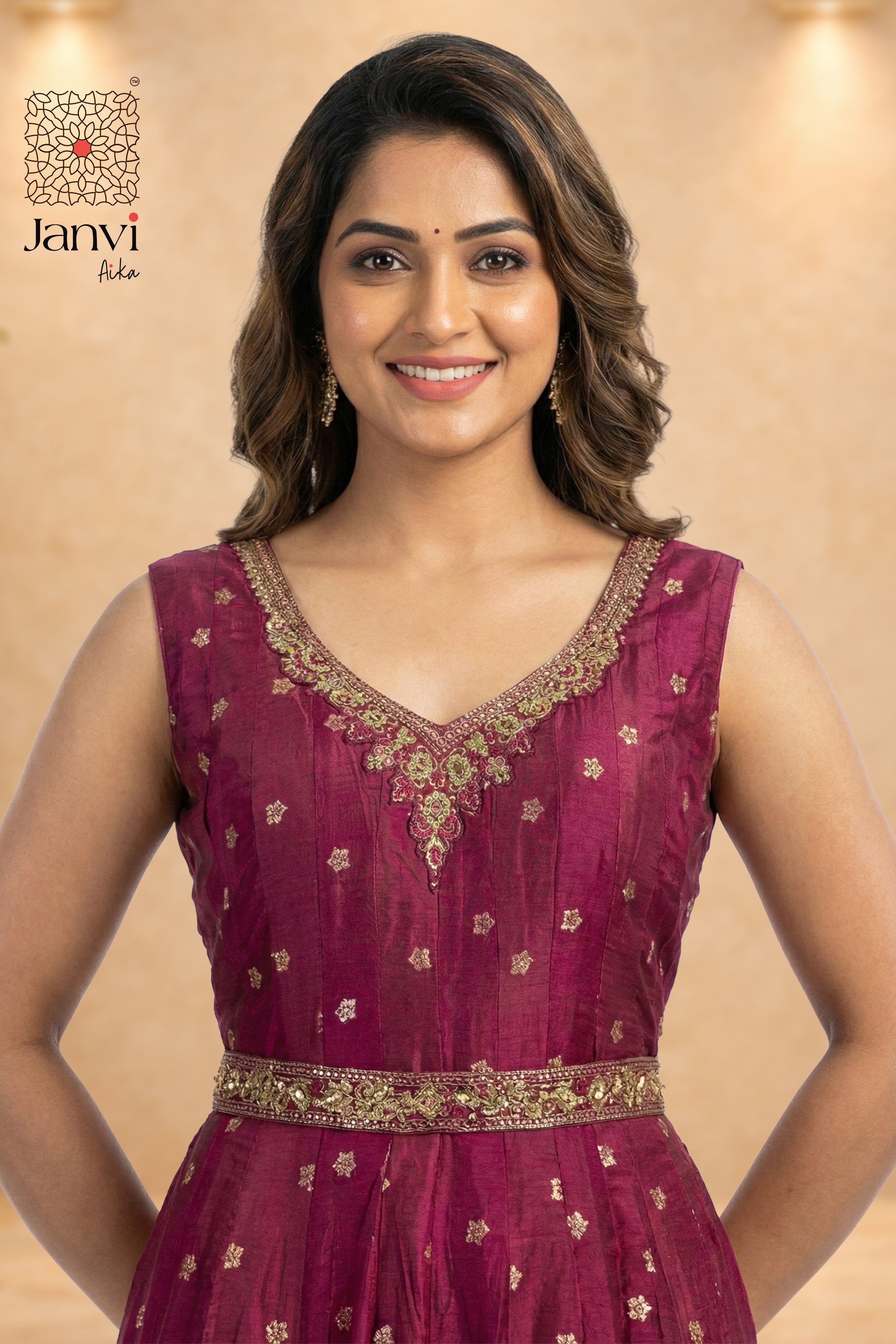 Kashni Royal Maroon Anarkali Dress