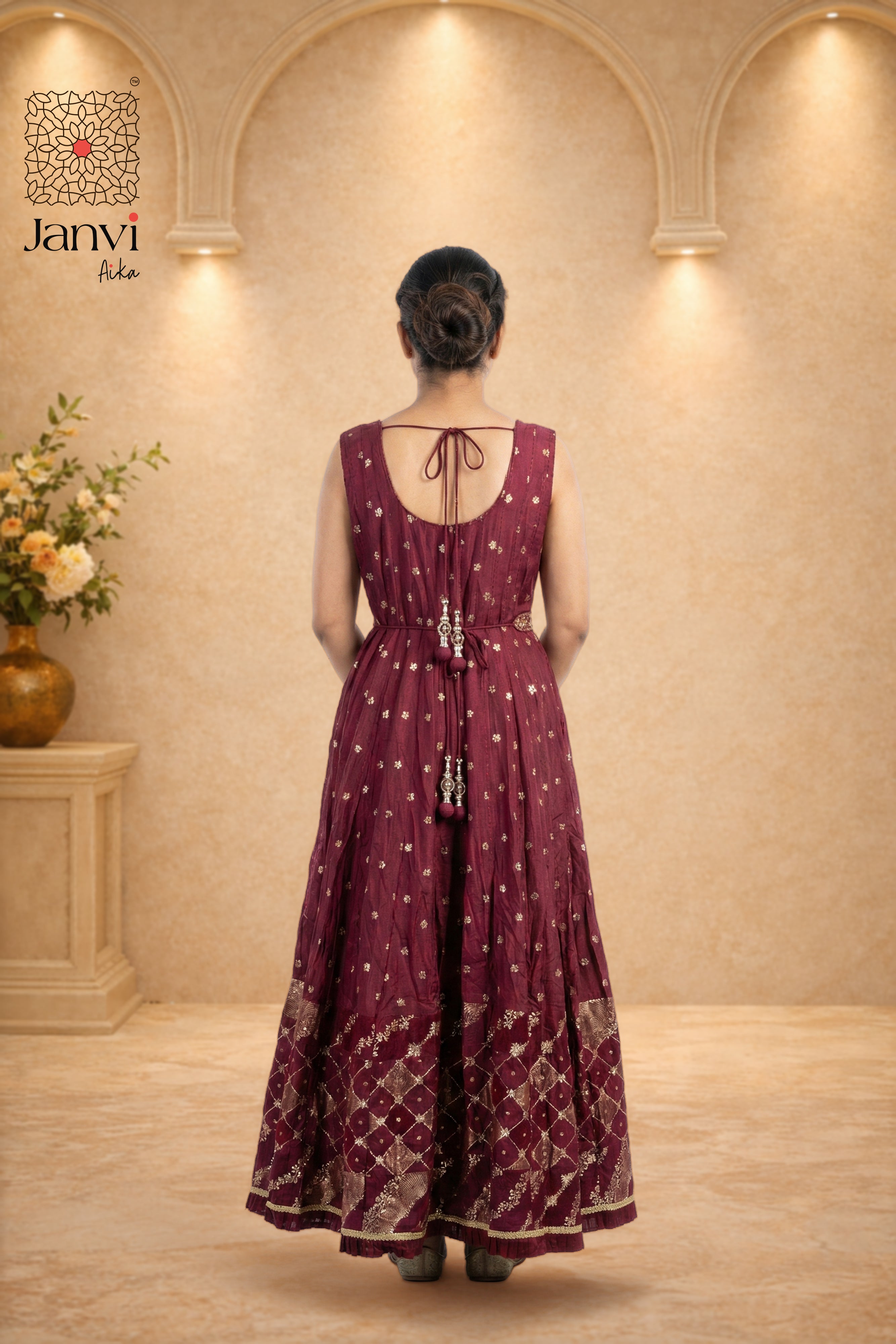 Kashni Royal Maroon Anarkali Dress