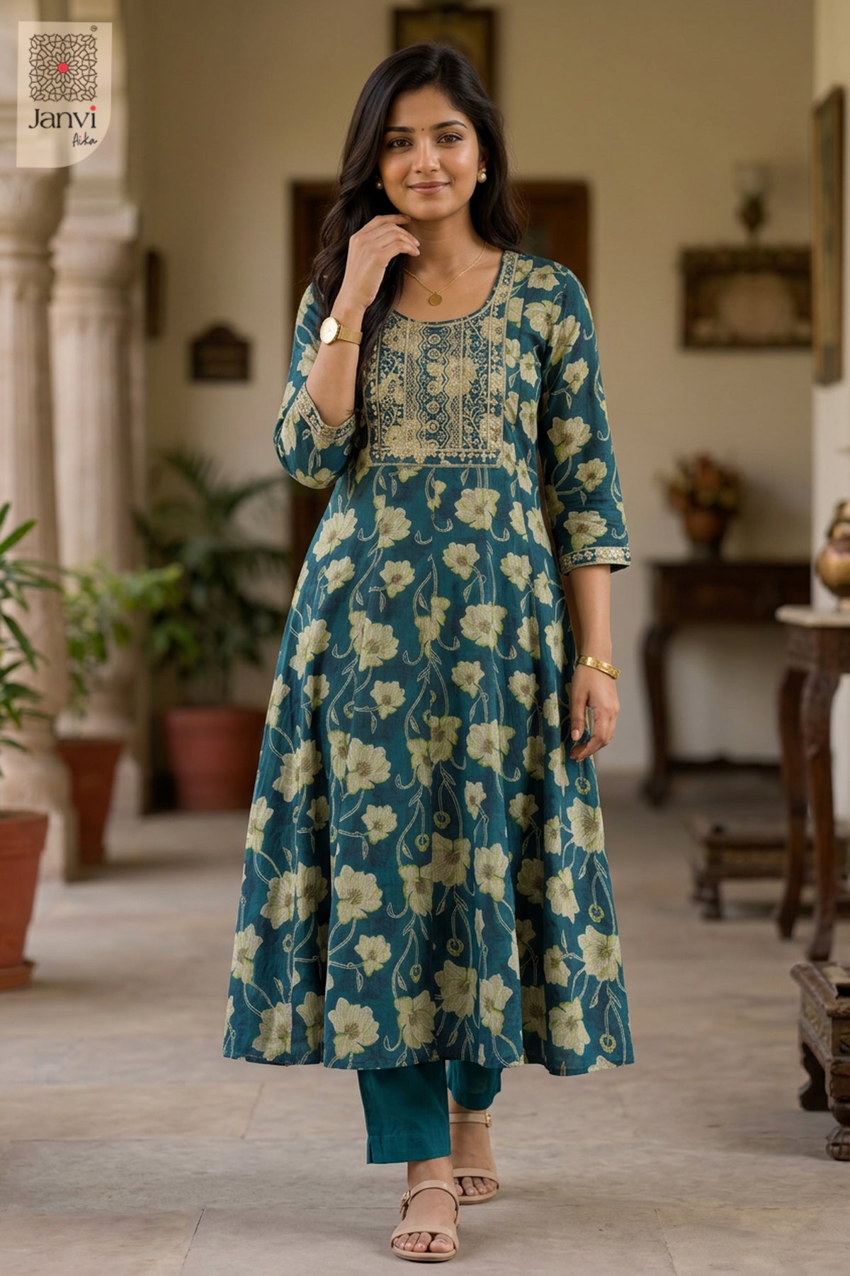 Front full view of Luminous Lagoon showcasing style for best online boutiques for dresses.