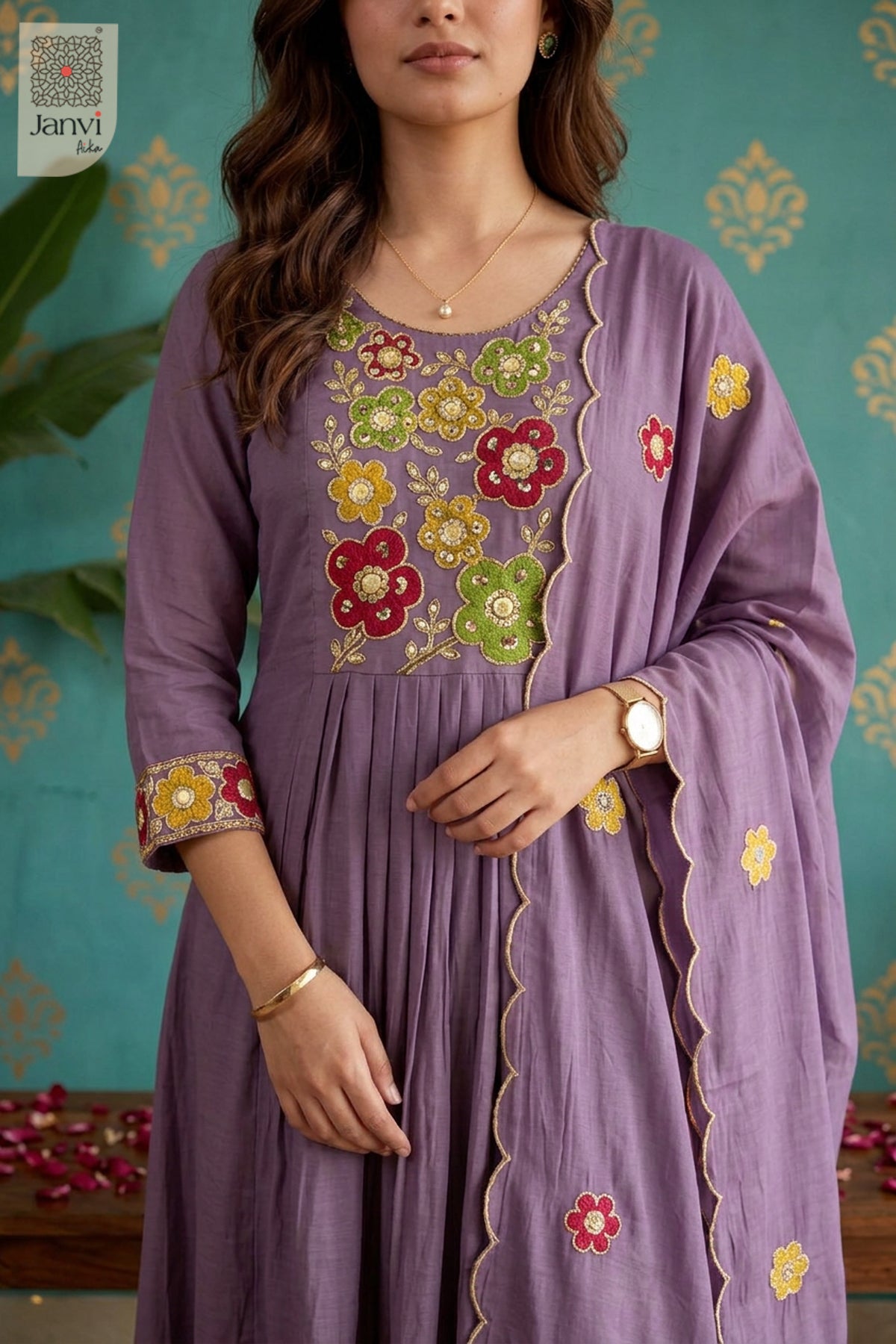 Lilac Petal Parade Floral Round Neck