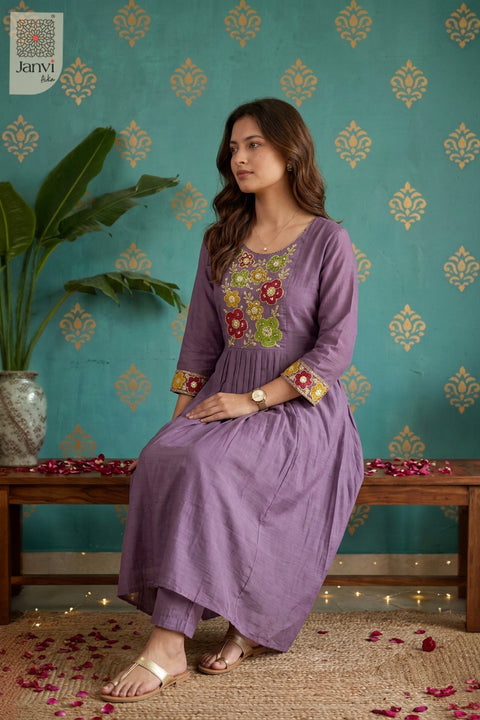 Lilac Petal Parade Floral Round Neck