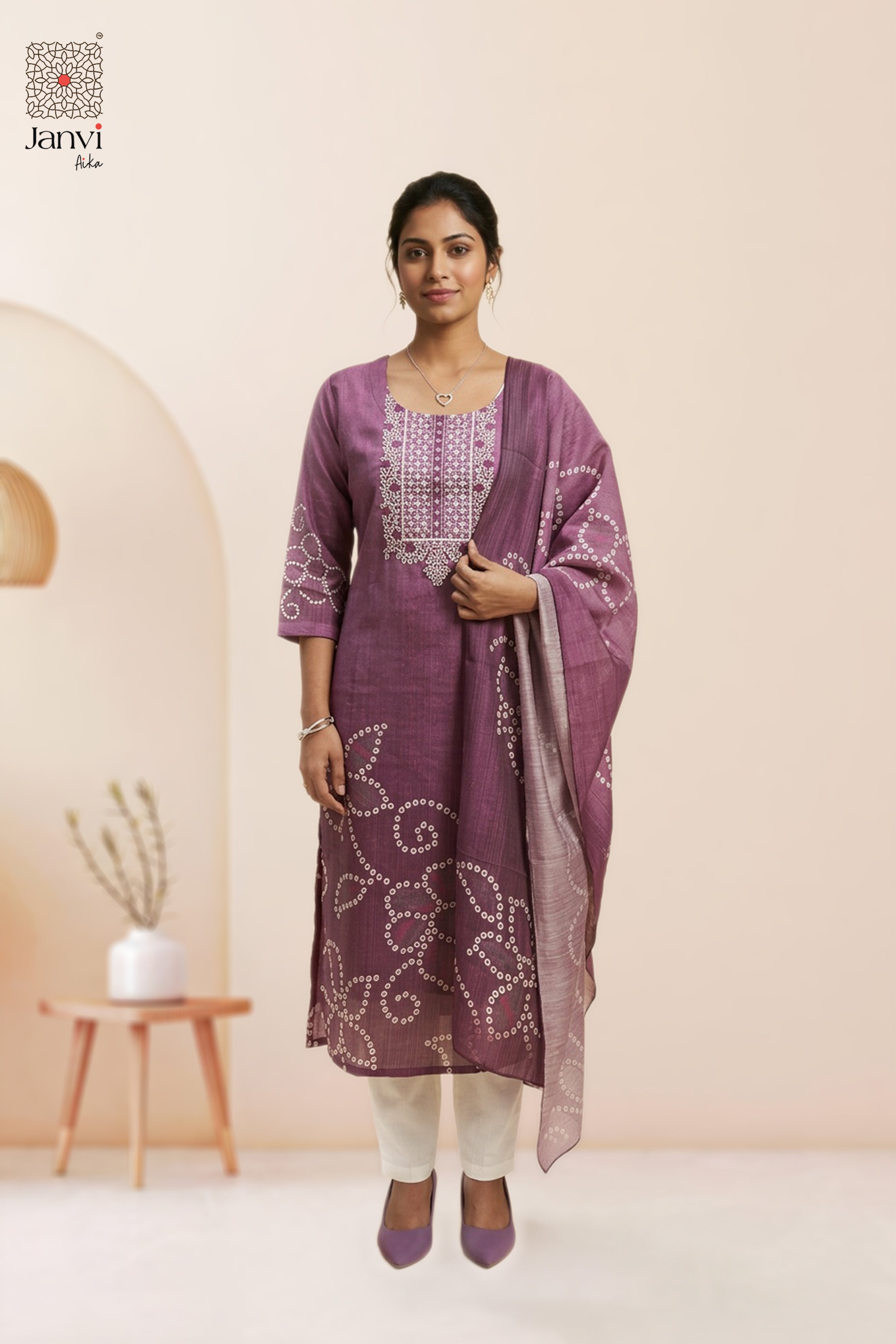 Mauve Bandhani Elegance