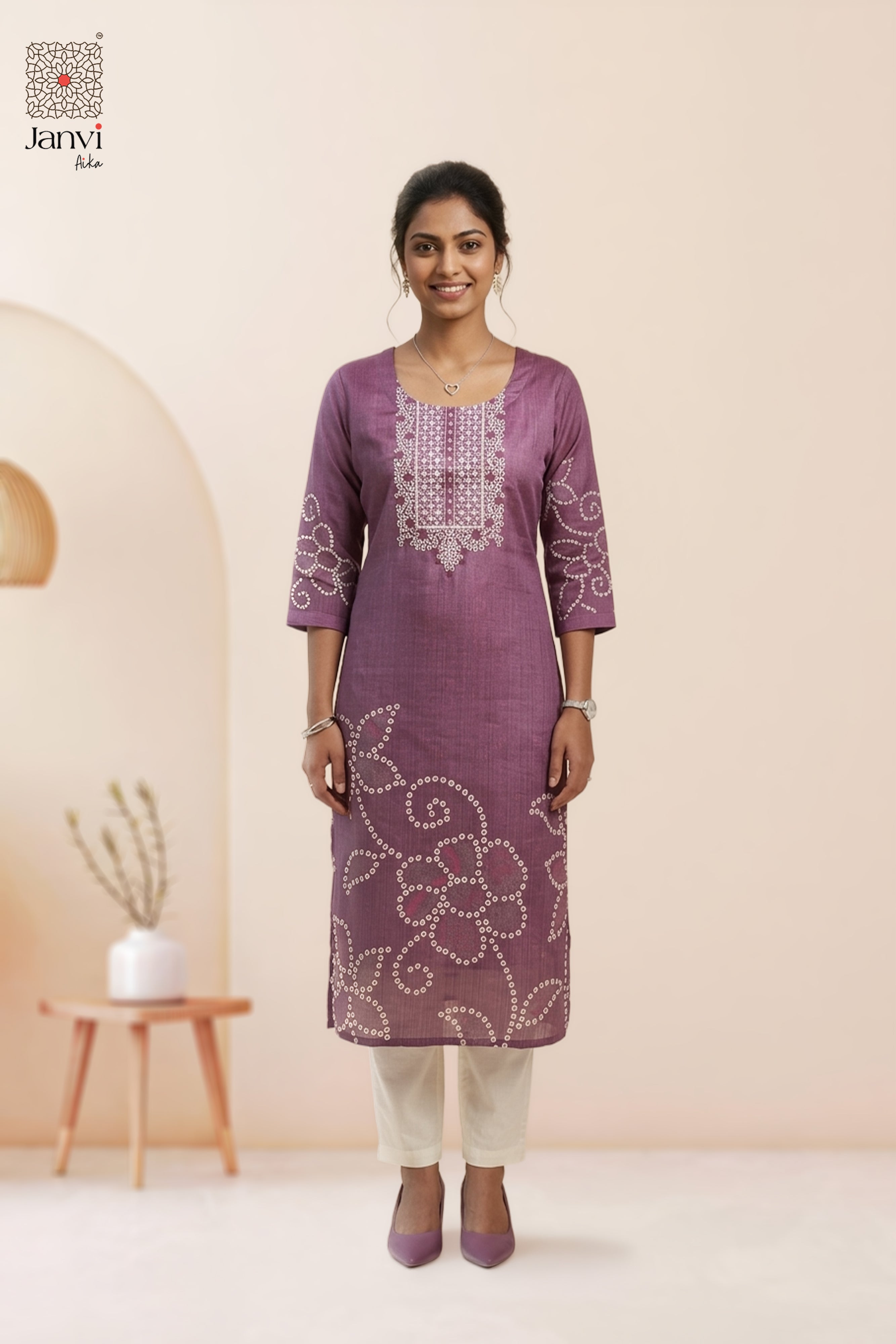 Mauve Bandhani Elegance