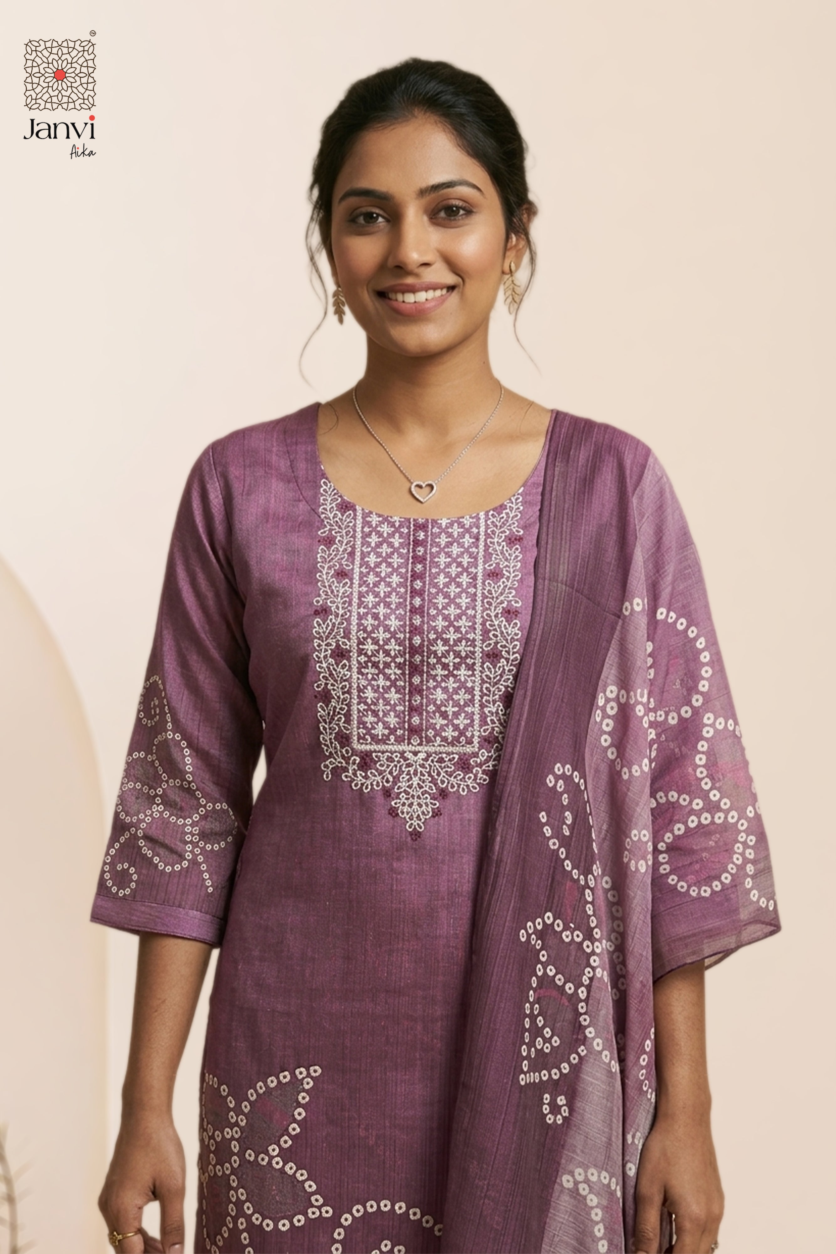 Mauve Bandhani Elegance