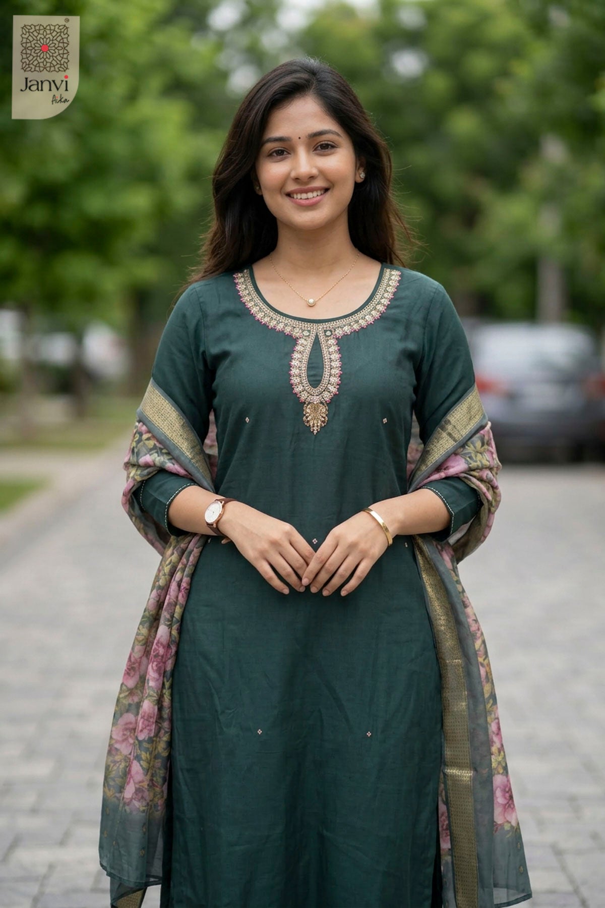 Mayura Emerald Silk Touch Chudidhar Set