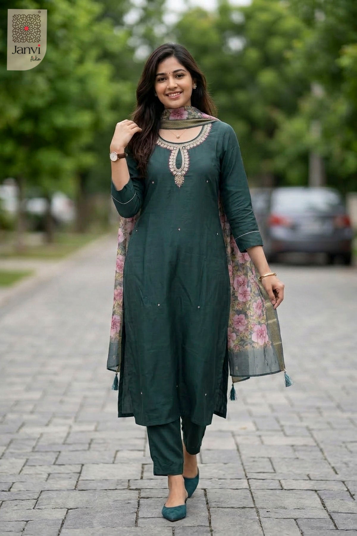 Mayura Emerald Silk Touch Chudidhar Set