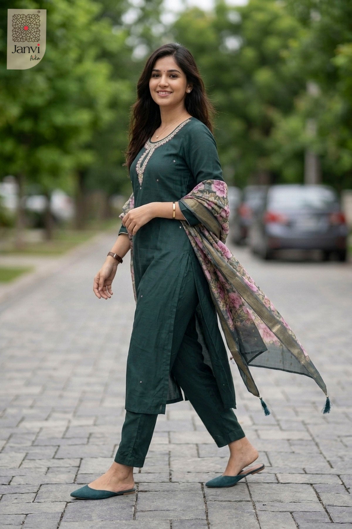 Mayura Emerald Silk Touch Chudidhar Set
