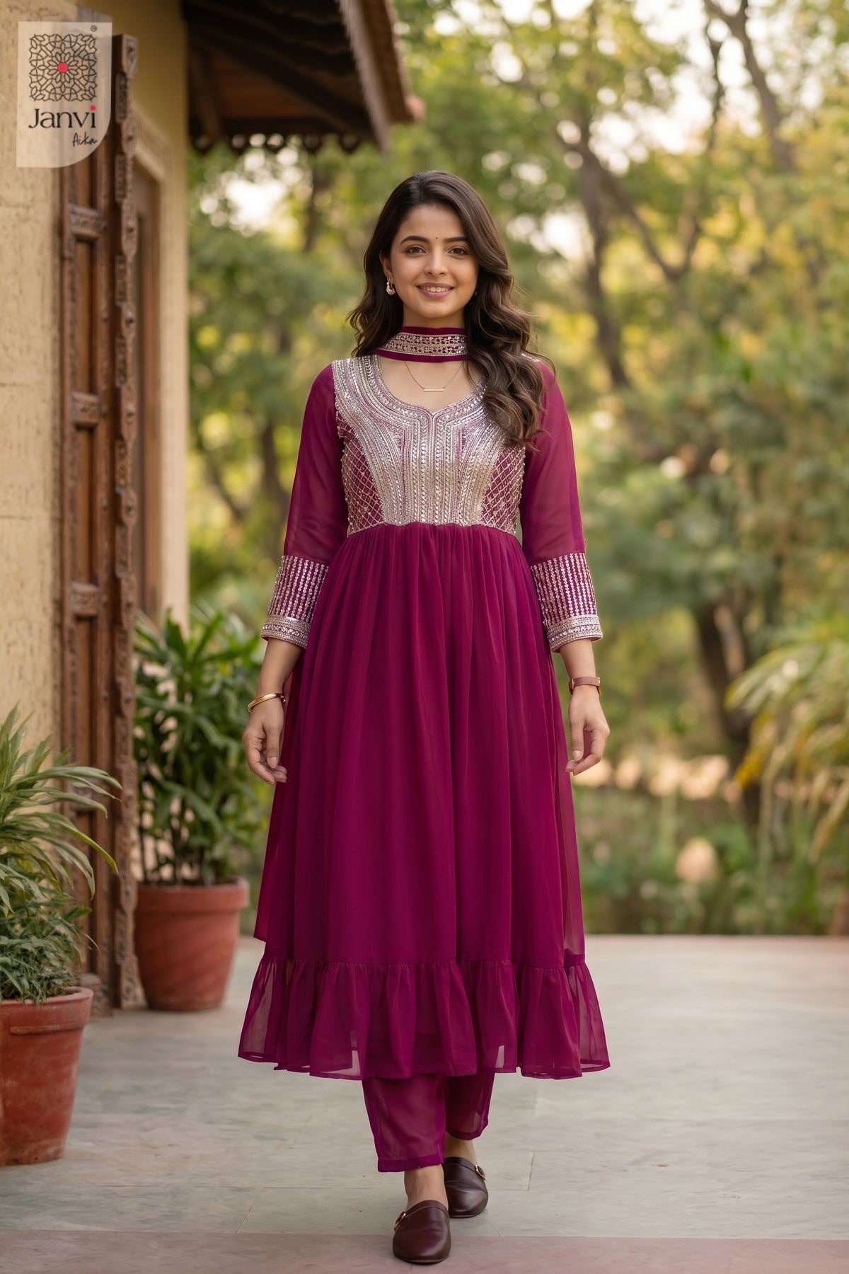 Mehr Crimson Grace Anarkali Dress
