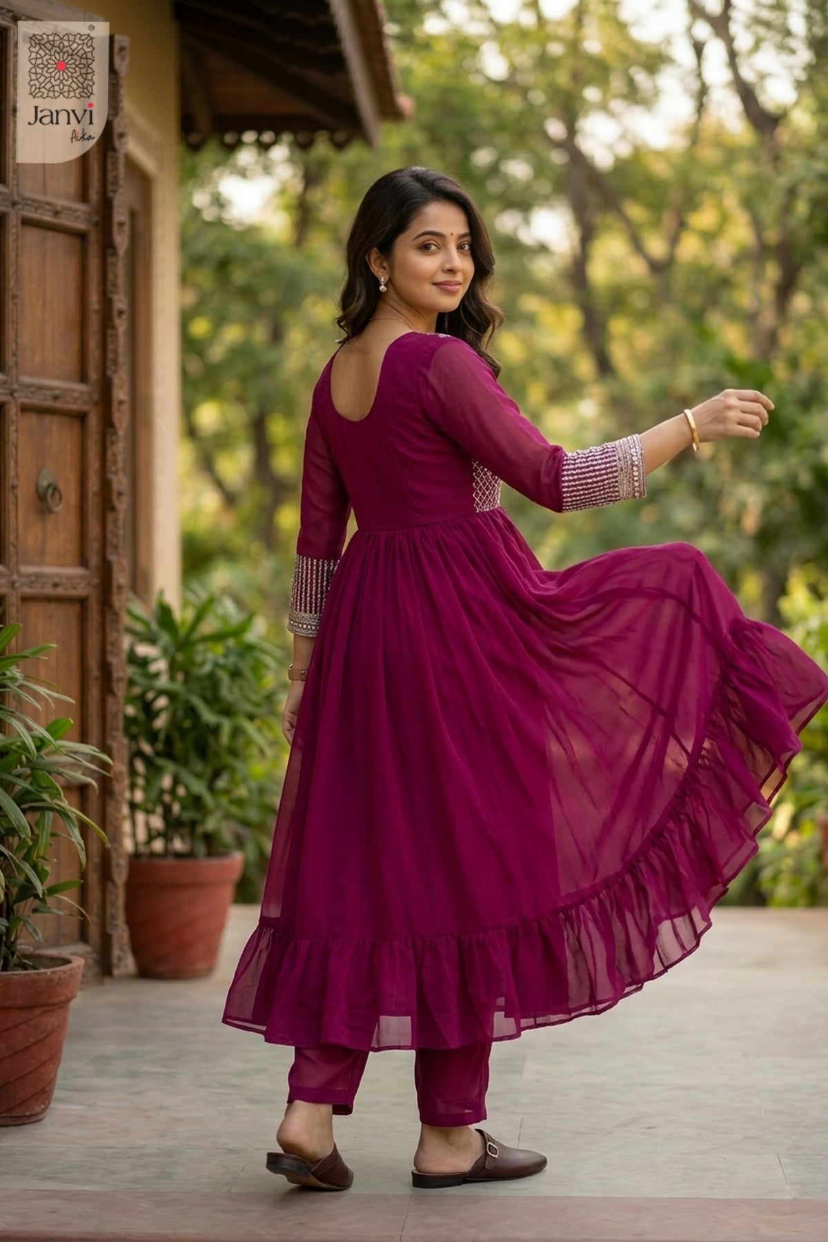Mehr Crimson Grace Anarkali Dress