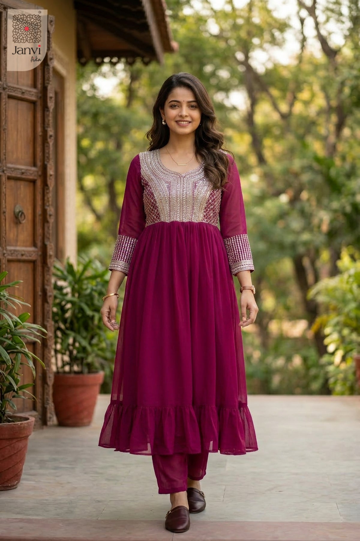 Mehr Crimson Grace Anarkali Dress