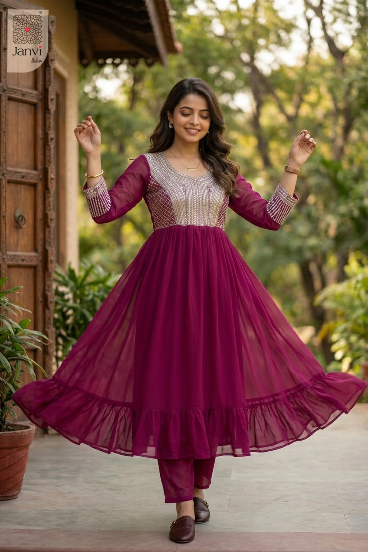 Mehr Crimson Grace Anarkali Dress