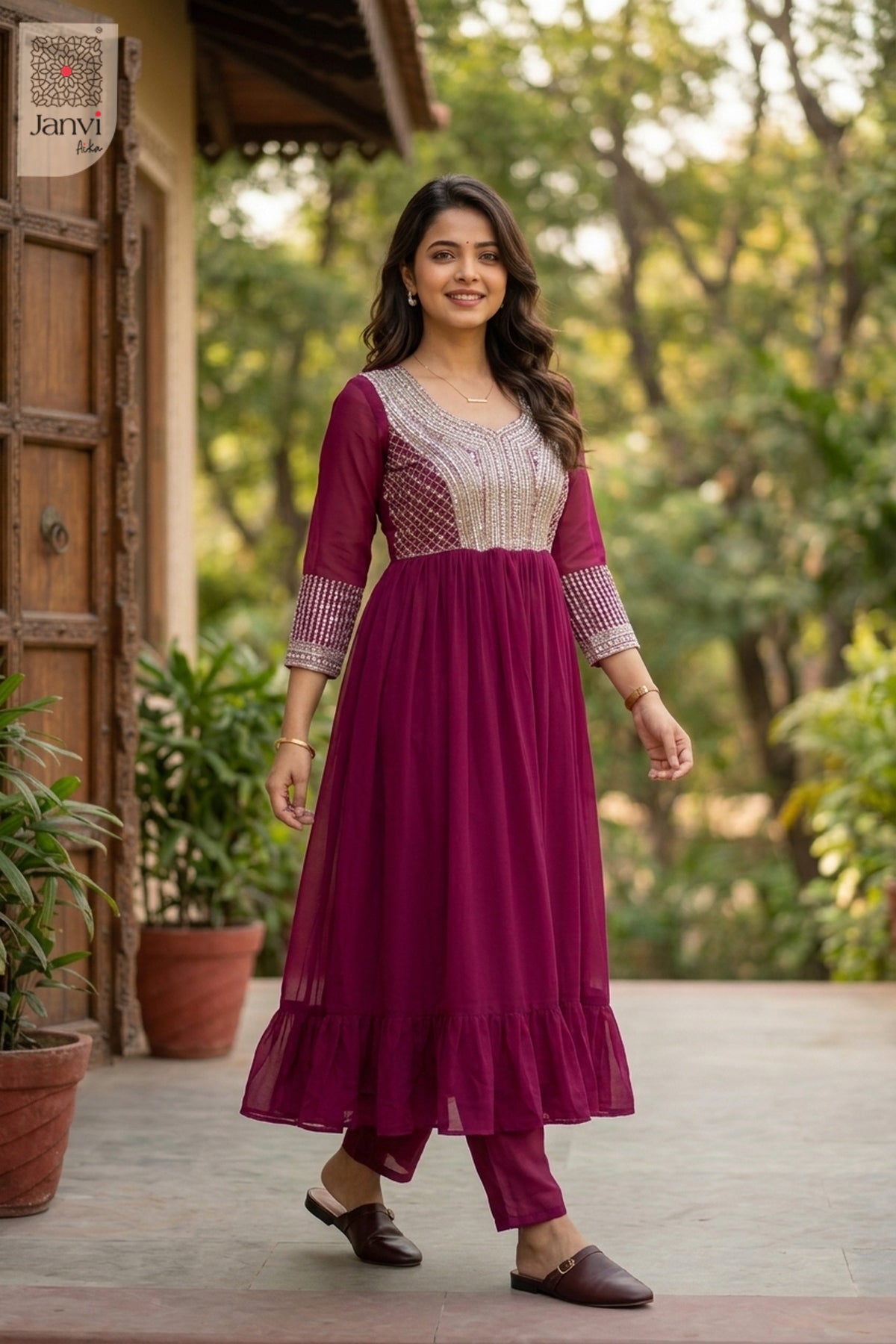 Mehr Crimson Grace Anarkali Dress