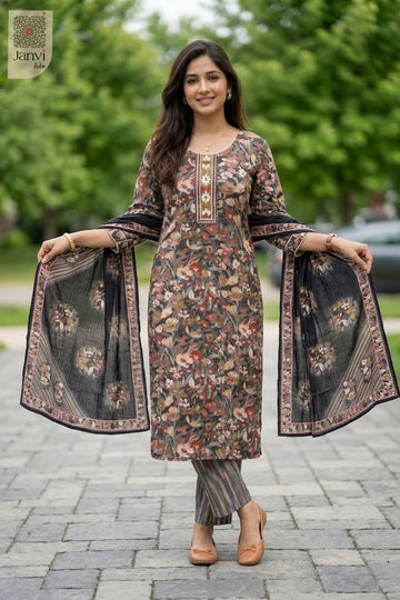 Waist-up front view of Midnight Meadow presenting style for designer indian wedding dresses.