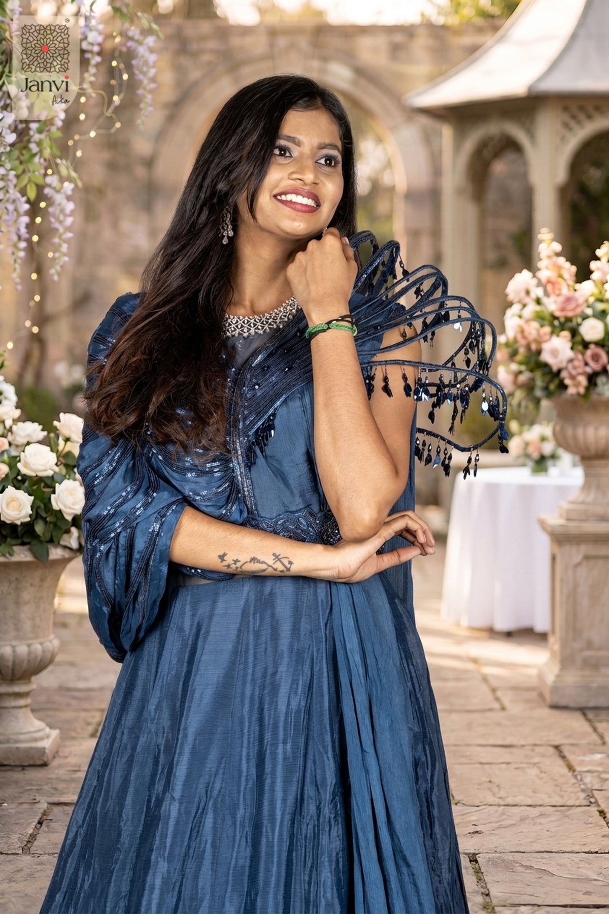 Flaunt absolute grace in this angled pose highlighting gorgeous ladies apparel near me flawlessly.