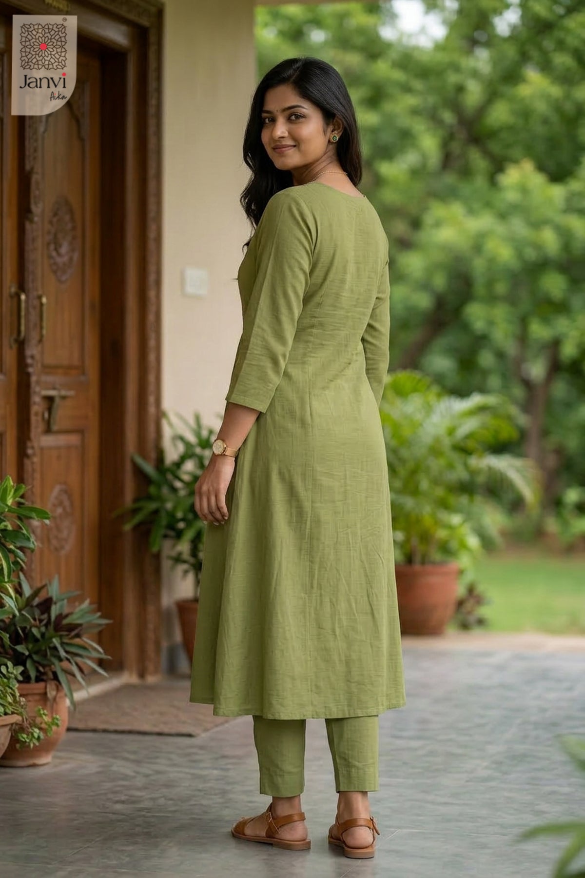 Back view showing neckline styling of Mint Serena Top for traditional navratri chaniya choli.