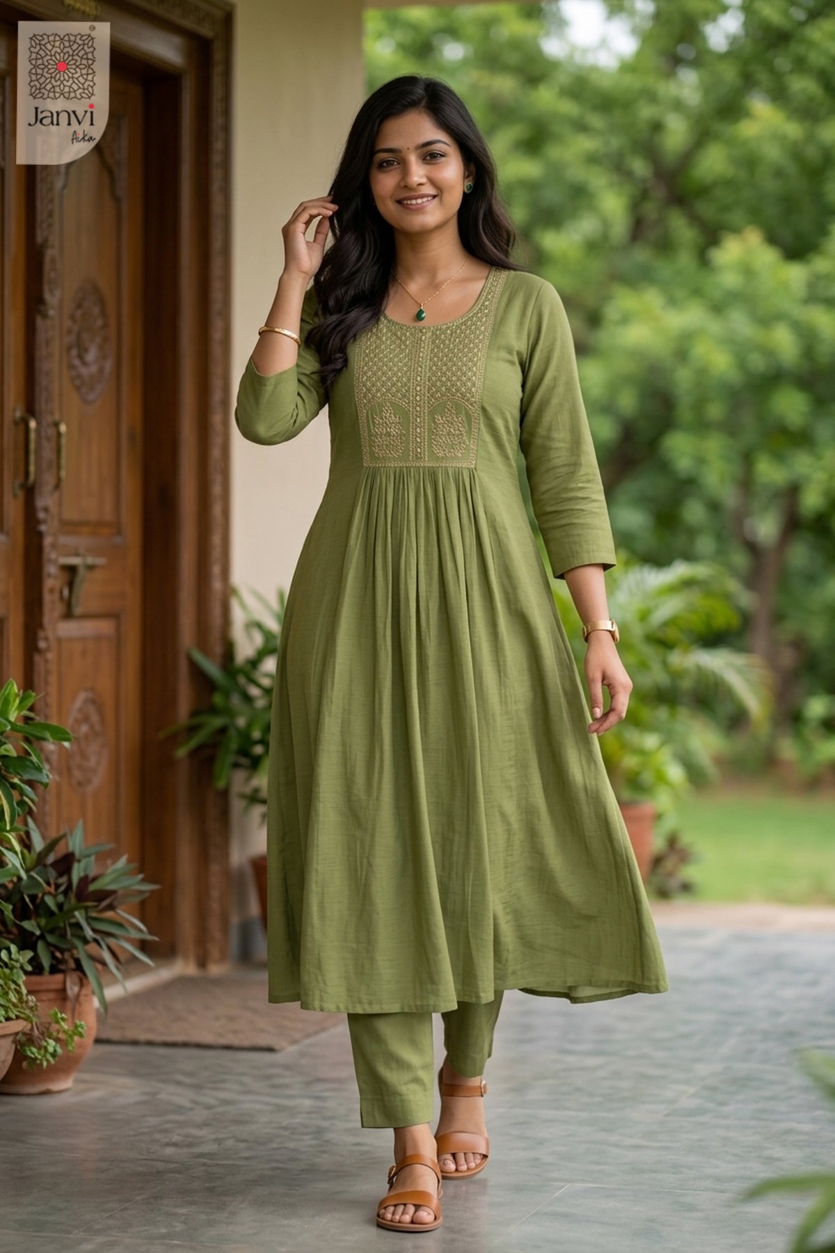 Side profile view of Mint Serena Top showcasing design for designer dress for women party wear.