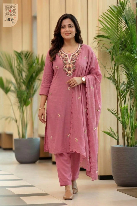 Magnolia Garden Embroidery Kurta Set