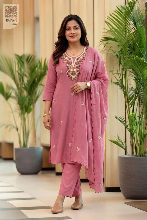 Magnolia Garden Embroidery Kurta Set